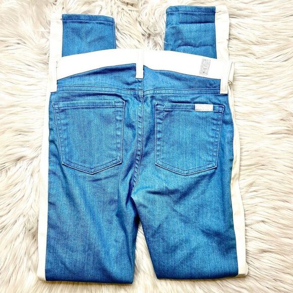 7 for all Mankind two tone Blue and White Denim Skinny Jeans Size 25 - Picture 4 of 5
